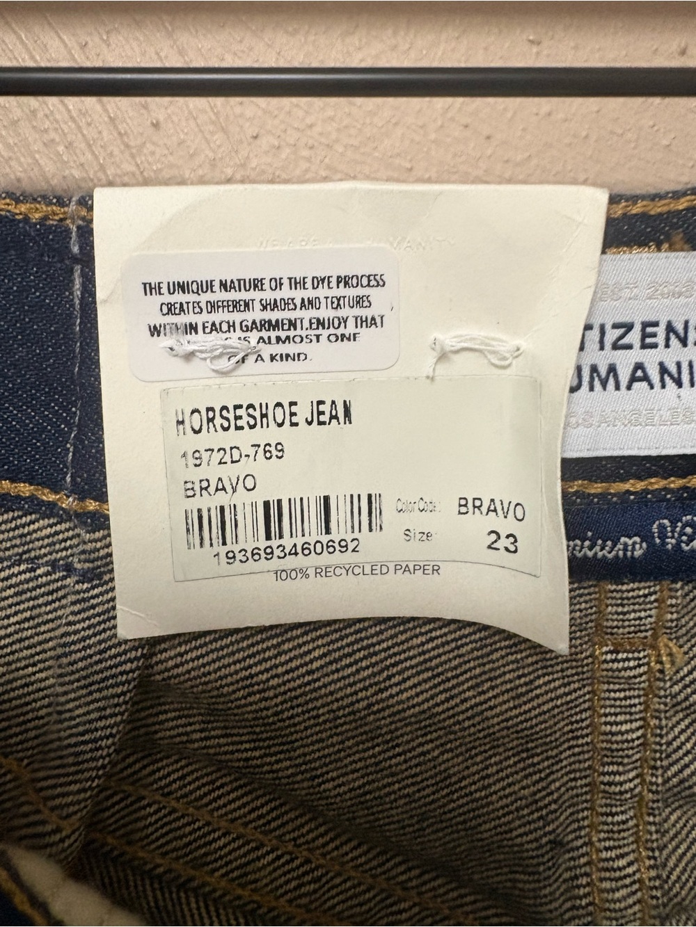 Citizens of Humanity Horseshoe Jean in Bravo Dark Wash Denim Size 23 NWT New - Picture 11 of 14